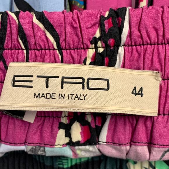 ETRO Size 8 Multi-Color Cotton Mixed Florals Elastic Waistband Midi Skirt - Picture 3 of 5